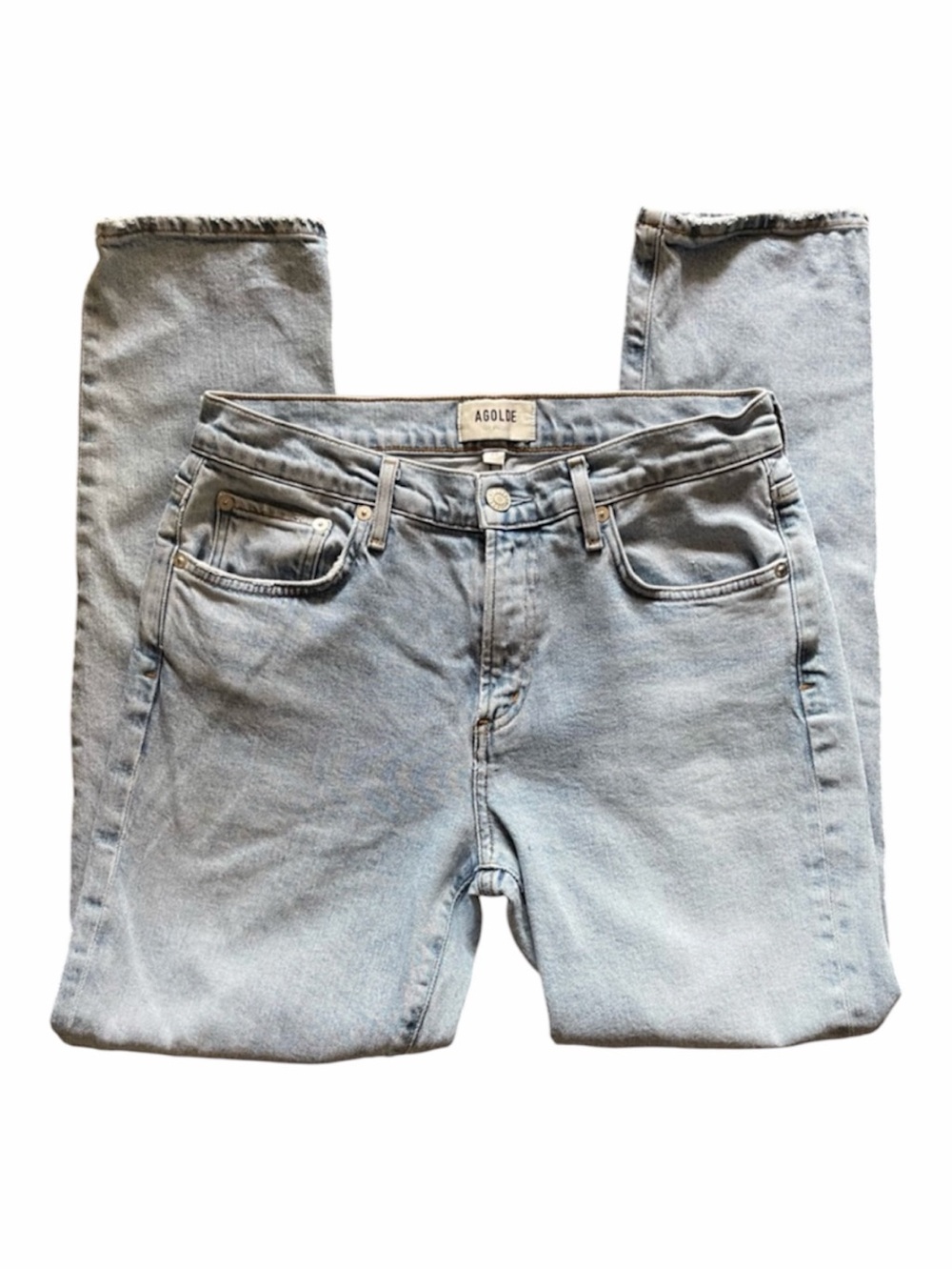 AGOLDE Toni Mid Rise Skinny Jeans Light Wash Denim 28 Y2K Grunge Coastal Retro